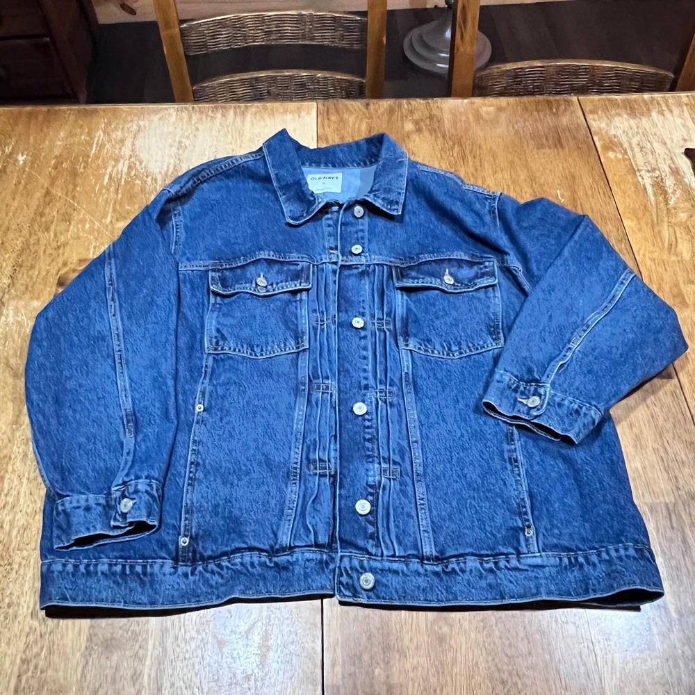 Old Navy Denim Jacket Womens 4X Blue Classic Trucker Medium Wash Boho Western